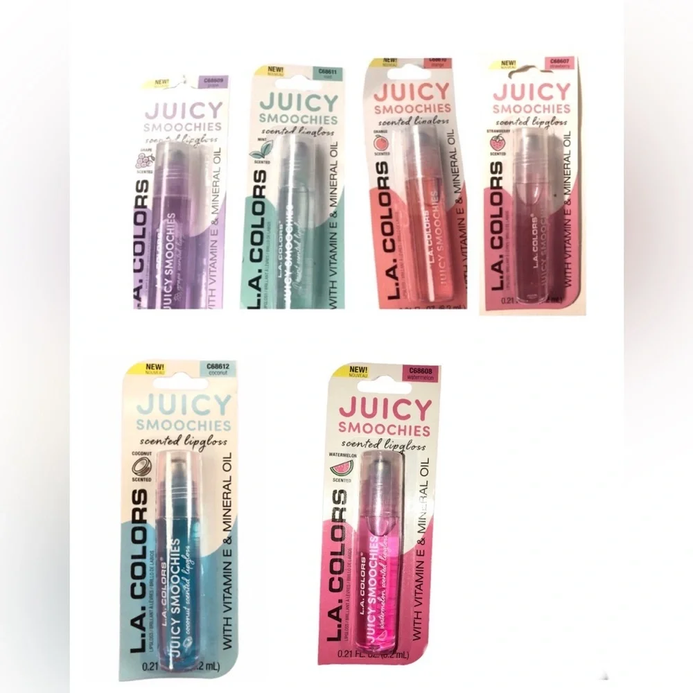 3pk flavored vitamin E lipgloss strawberry grape coconut orange watermelon‎ mint